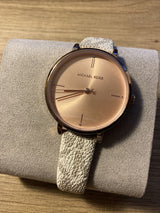 Michael Kors Jayne Three Hand Rose Gold Dial White Leather Strap Watch For Women - MK7128 Buy Now By Michael Kors