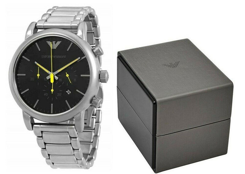 Emporio Armani Luigi Chronograph Black Dial Silver Steel Strap Watch For Men - AR11324 Buy Now By Emporio Armani