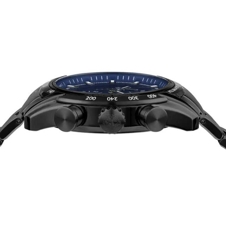 Versace V-Ray Chronograph Quartz Blue Dial Black Steel Strap Watch For Men - VE2I00521 Buy Now By Versace