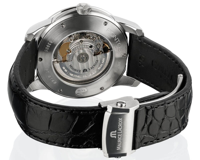 Maurice Lacroix Pontos Silver Dial Black Leather Strap Watch For Men - PT6148-SS001-131 Buy Now By Maurice Lacroix