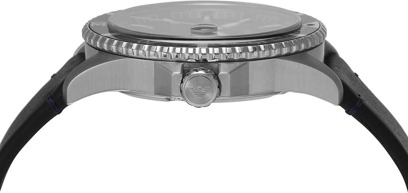 Emporio Armani Diver Three-Hand Quartz Blue Dial Blue Leather Strap Watch For Men - AR11516 Buy Now By Emporio Armani