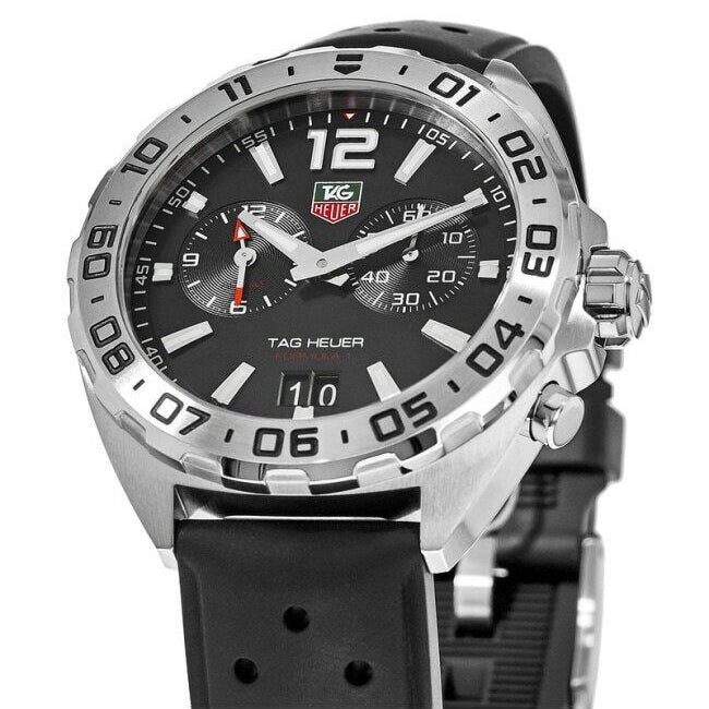Tag Heuer Formula 1 Alarm Quartz Black Dial Black Rubber Strap Watch for Men - WAZ111A.FT8023 Buy Now By Tag Heuer