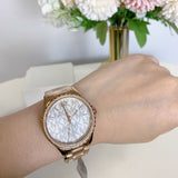 Michael Kors Layton Three Hand Silver Dial Rose Gold Steel Strap Watch For Women - MK7297 Buy Now By Michael Kors
