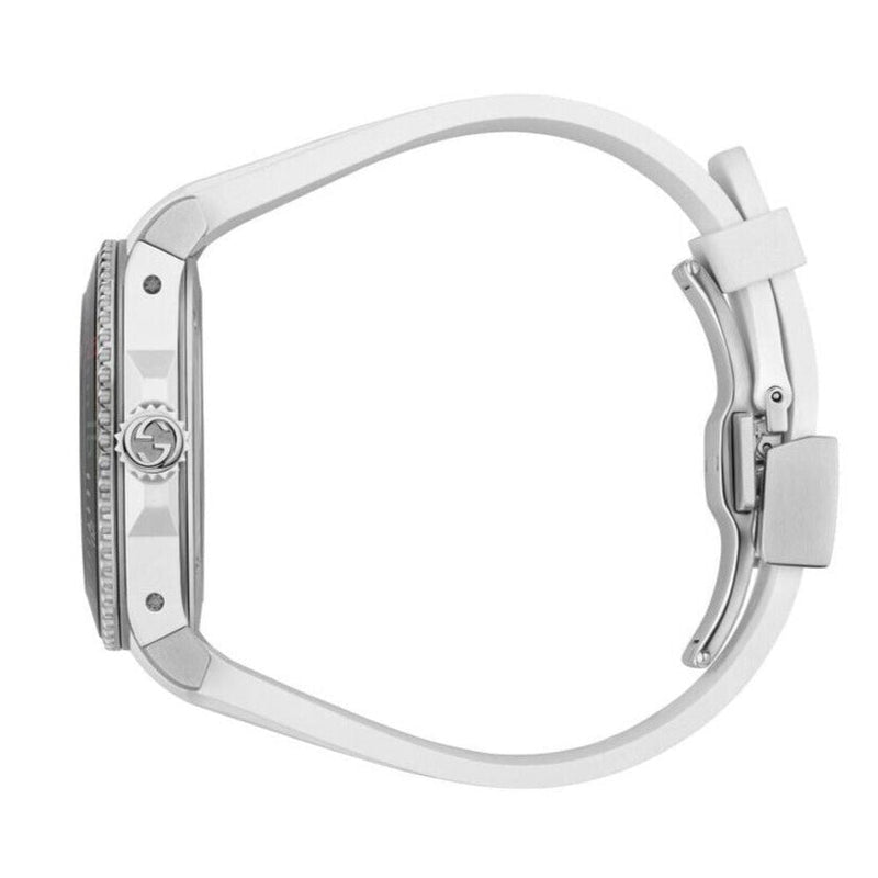 Shop Gucci Dive Tiger White Dial White Rubber Strap Watch For Men - YA136329 in USA