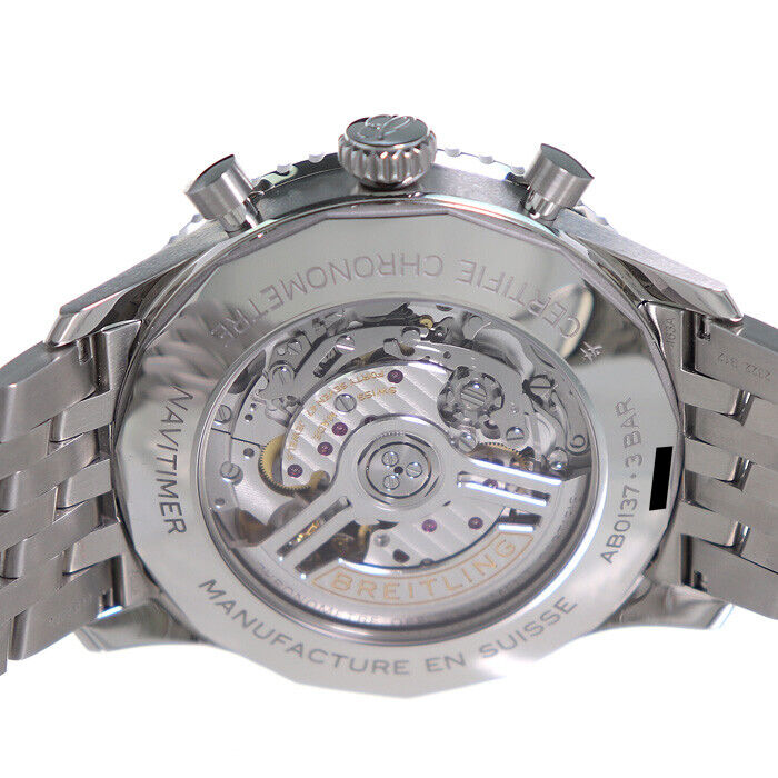 Shop Breitling Navitimer B01 Chronograph 46 Blue Dial Silver Steel Strap Watch for Men - AB0137211C1A1 in USA