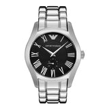 Emporio Armani Valente Black Dial Silver Steel Strap Watch For Men - AR0680 Buy Now By Emporio Armani