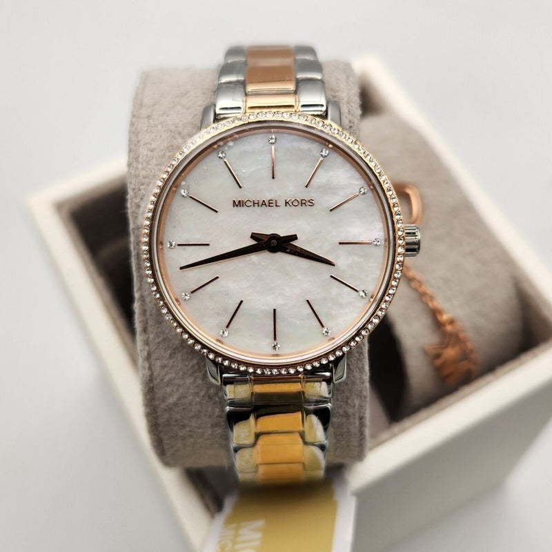 Michael Kors Pyper Quartz Mother of Pearl White Dial Two Tone Steel Strap Watch For Women - MK1066 Buy Now By Michael Kors