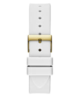 Guess Queen Quartz Gold Dial White Silicone Strap Watch For Women - GW0536L2 Buy Now By Guess