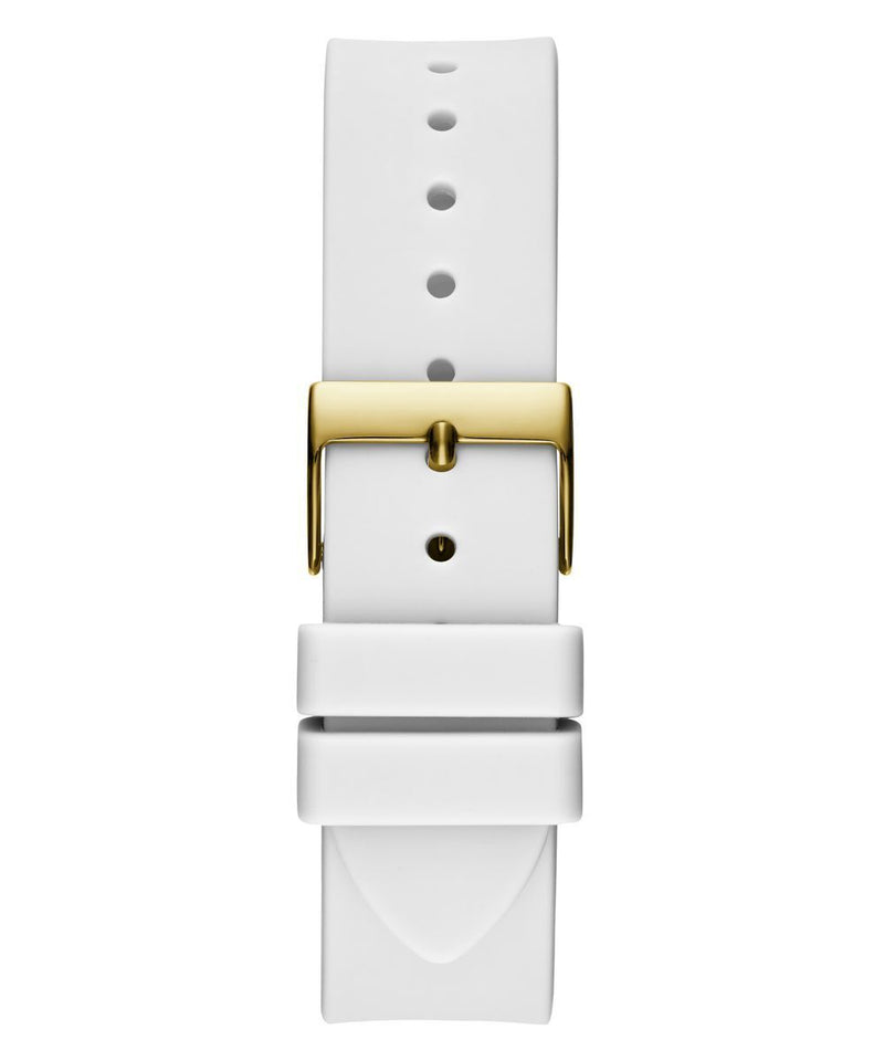 Guess Queen Quartz Gold Dial White Silicone Strap Watch For Women - GW0536L2 Buy Now By Guess