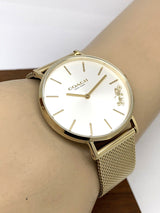 Coach Perry White Dial Gold Mesh Bracelet Watch for Women - 14503125 Buy Now By Coach