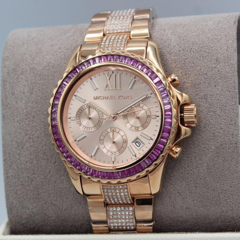 Michael Kors Everest Chronograph Rose Gold Dial Rose Gold Steel Strap Watch For Women - MK7211 Buy Now By Michael Kors