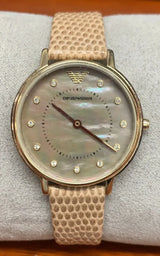 Emporio Armani Kappa Quartz Mother of Pearl Taupe Dial Brown Leather Strap Watch For Men - AR11151 Buy Now By Emporio Armani