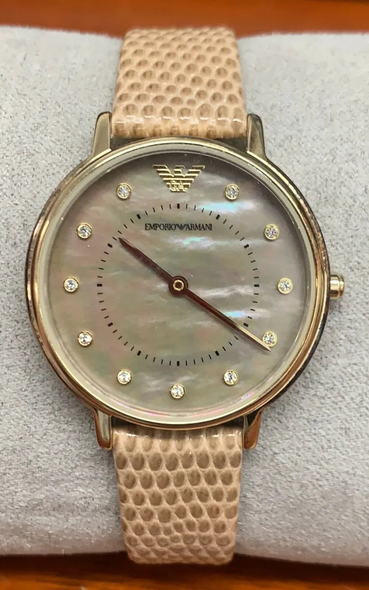 Emporio Armani Kappa Quartz Mother of Pearl Taupe Dial Brown Leather Strap Watch For Men - AR11151 Buy Now By Emporio Armani