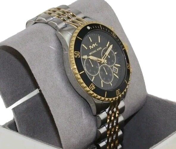 Michael Kors Bayville Chronograph Black Dial Two Tone Steel Strap Watch For Women - MK8872 Buy Now By Michael Kors