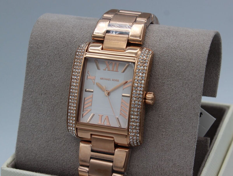 Michael Kors Emery Three-Hand Crystals Silver Dial Rose Gold Steel Strap Watch for Women - MK4644 Buy Now By Michael Kors