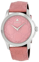 Shop Gucci G Timeless Quartz Candy Pink Dial Pink Leather Strap Watch For Women - YA1264030 in USA