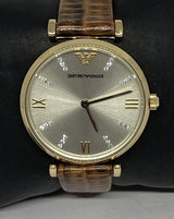 Emporio Armani Gianni T Bar Beige Dial Brown Leather Strap Watch For Women - AR1883 Buy Now By Emporio Armani