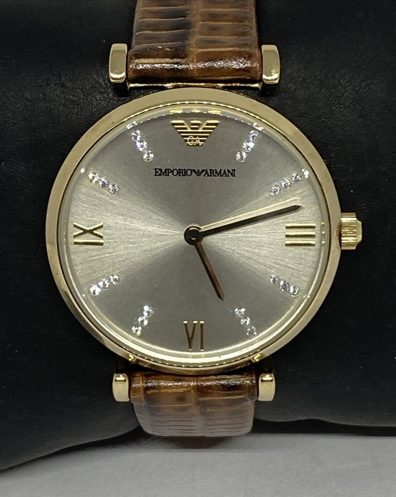 Emporio Armani Gianni T Bar Beige Dial Brown Leather Strap Watch For Women - AR1883 Buy Now By Emporio Armani
