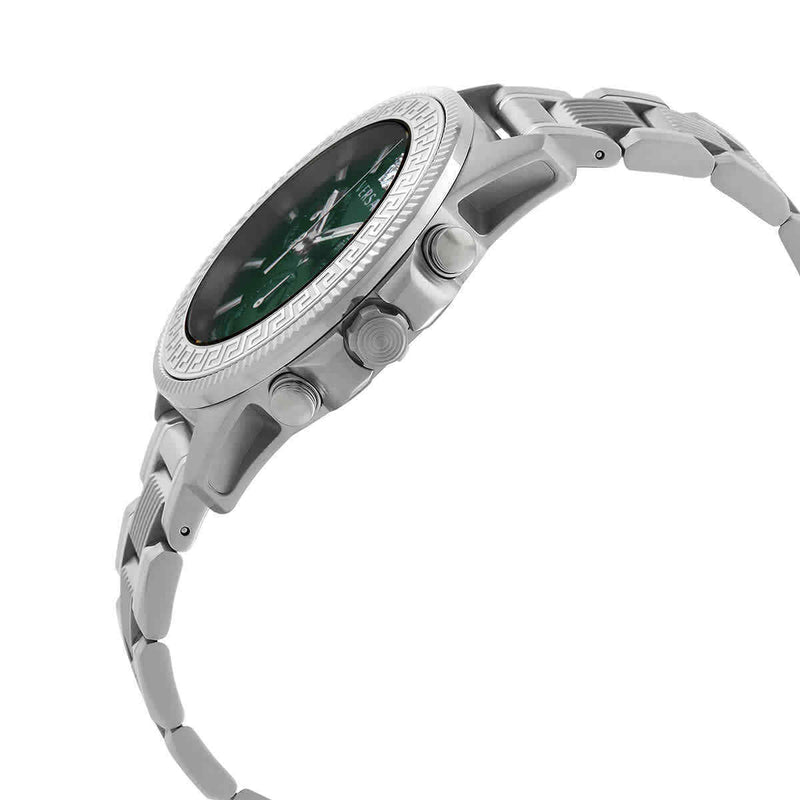 Versace Greca Action Chronograph Quartz Green Dial Silver Steel Strap Watch for Men - VE3J00422 Buy Now By Versace