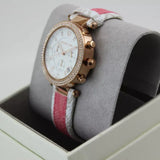 Michael Kors Parker Chronograph White Dial Two Tone Leather Strap Watch For Women - MK6951