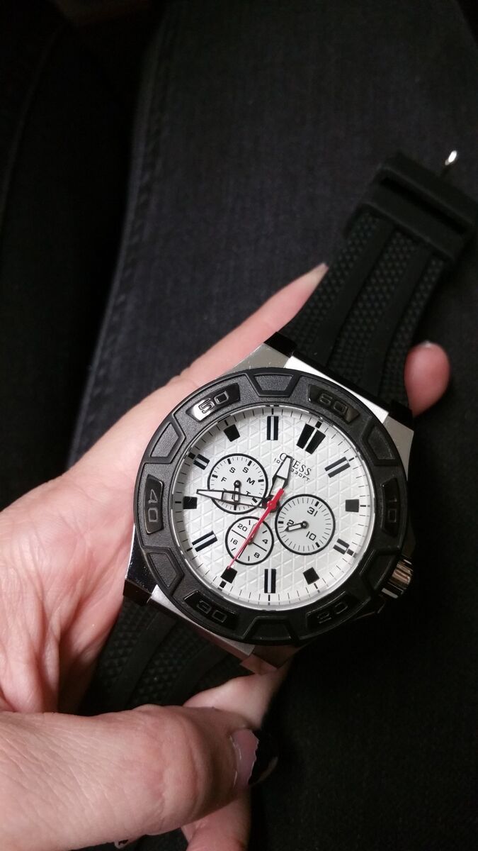 Guess Force Analog Quartz White Dial Black Rubber Strap Watch For Men - W0674G3 Buy Now By Guess