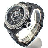 Chanel J12 Diamonds Ceramic Black Dial Black Steel Strap Watch for Women - J12 H2571