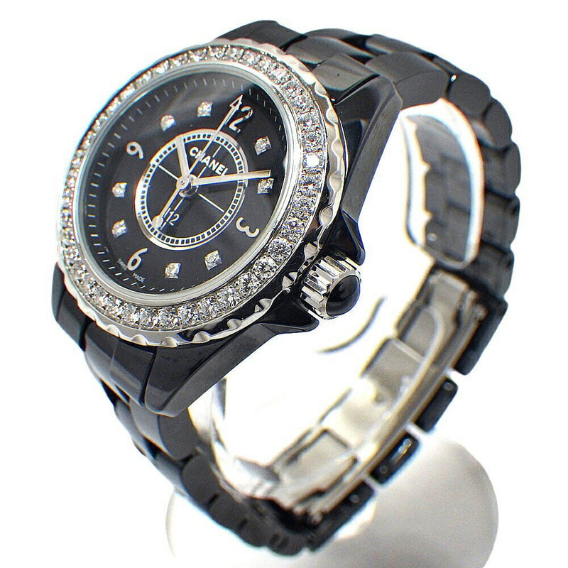 Chanel J12 Diamonds Ceramic Black Dial Black Steel Strap Watch for Women - J12 H2571
