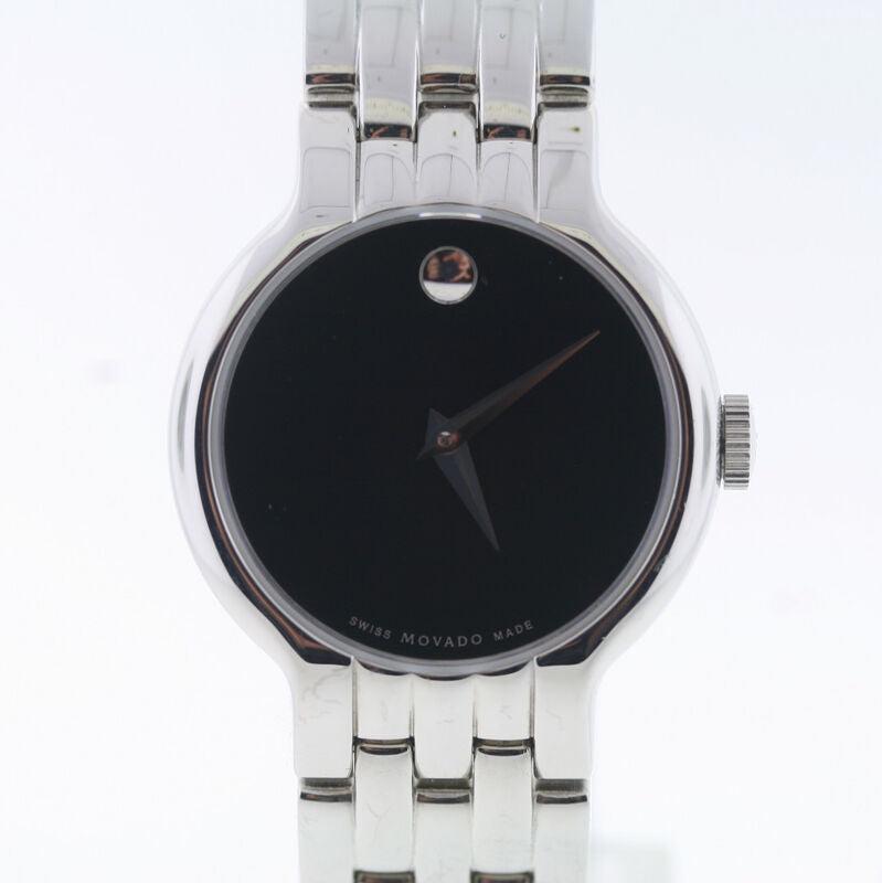 Shop Movado Veturi Quartz Black Dial Silver Steel Strap Watch for Women - 0606338 in USA