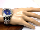 Bulova Phantom Baguette Crystal Blue Dial Silver Steel Strap Watch for Men - 96A254 Buy Now By Bulova