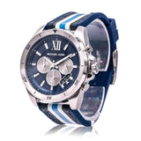 Michael Kors Brecken Chronograph Blue Dial Two Tone PVC Strap Watch For Men - MK8950 Buy Now By Michael Kors