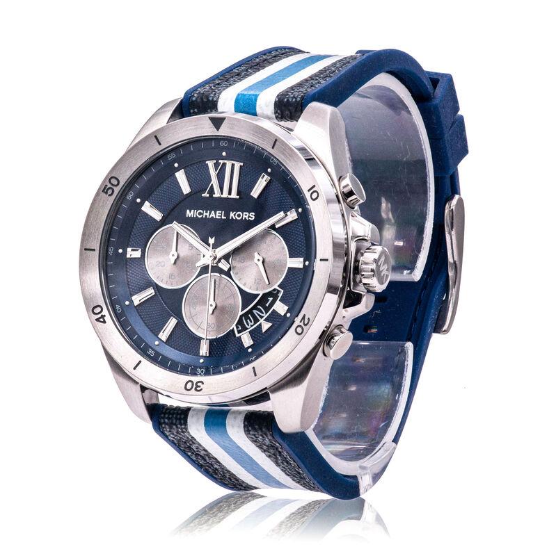 Michael Kors Brecken Chronograph Blue Dial Two Tone PVC Strap Watch For Men - MK8950 Buy Now By Michael Kors
