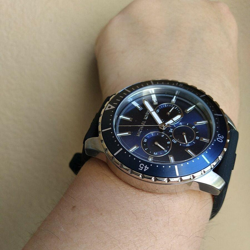 Michael Kors Cunningham Multifunction Blue Dial Black Rubber Strap Watch For Men - MK7160 Buy Now By Michael Kors