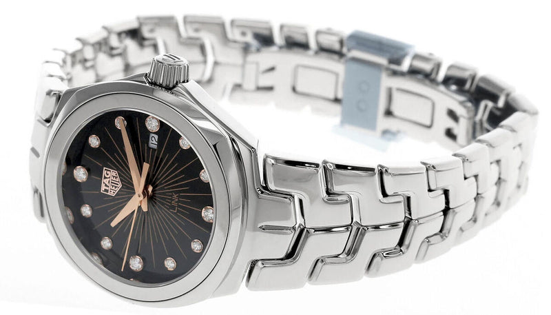 Shop Tag Heuer Link Quartz Black Dial Silver Steel Strap Watch for Women - WBC131F.BA0649 in USA