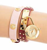 Versace Medusa Lock Icon Gold Dial Red Leather Strap Watch for Women - VEDW00319 Buy Now By Versace