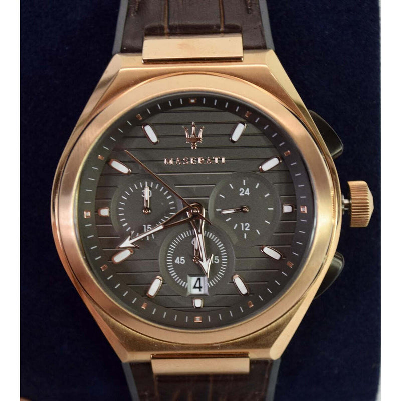 Maserati Triconic Chronograph Grey Dial Brown Leather Strap Watch For Men - R8871639003 Buy Now By Maserati