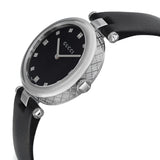Shop Gucci Diamantissima Diamonds Black Dial Black Leather Strap Watch For Women - YA141403 in USA