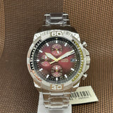 Fossil Bronson Chronograph Red Dial Silver Steel Strap Watch for Men - FS5878 Buy Now By Fossil