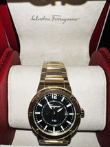 Salvatore Ferragamo F-80 Classic Black Dial Gold Steel Strap Watch for Men - SFHY00821 Buy Now By Salvatore Ferragamo