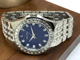 Bulova Phantom Baguette Crystal Blue Dial Silver Steel Strap Watch for Men - 96A254 Buy Now By Bulova