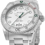 Shop Gucci Dive Quartz White Dial Silver Steel Strap Watch For Men - YA136336 in USA