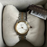 Gucci G Timeless Diamonds Mother of Pearl Dial Two Tone Mesh Bracelet Watch for Women - YA126513