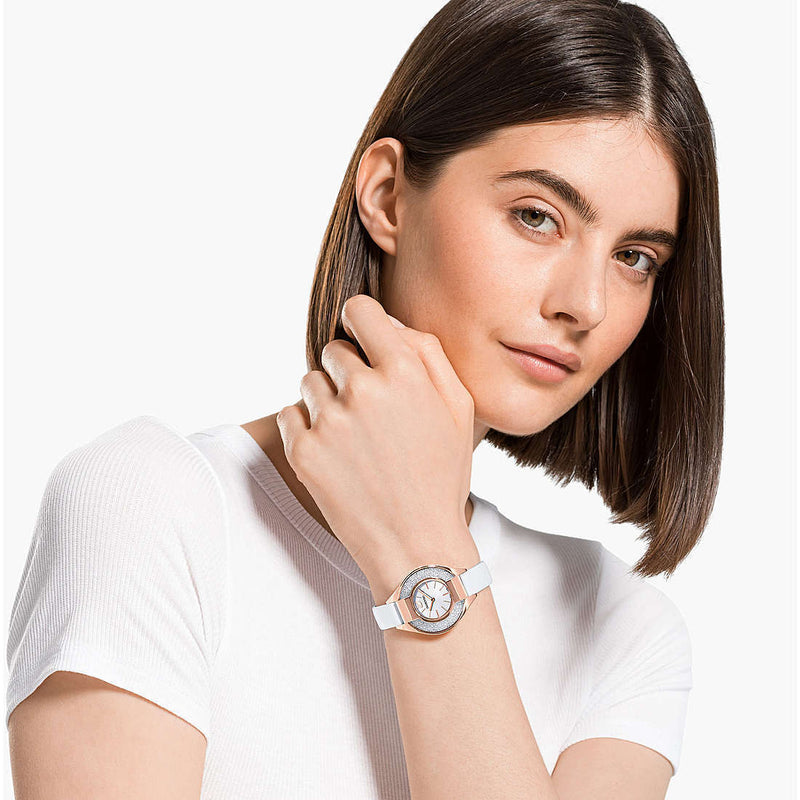 Swarovski Crystalline Pure White Dial White Leather Strap Watch for Women - 5275046 Buy Now By Swarovski