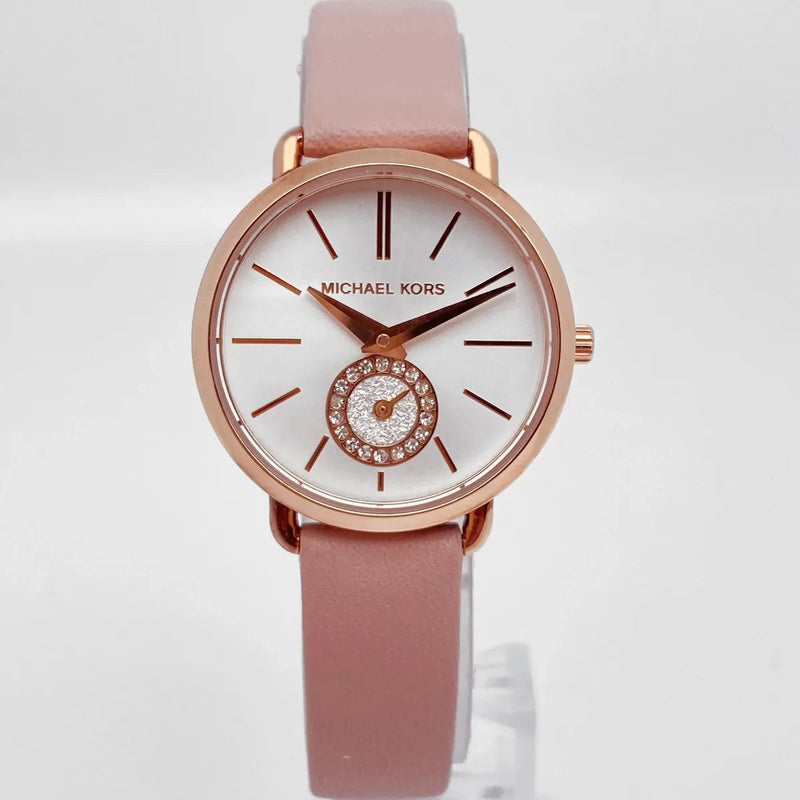 Michael Kors Petite Portia Silver Dial Pink Rubber Strap Watch For Women - MK2735 Buy Now By Michael Kors