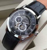Shop Bulova BVA Classic Automatic Silver Dial Black Leather Strap Watch for Men - 96A135 in USA