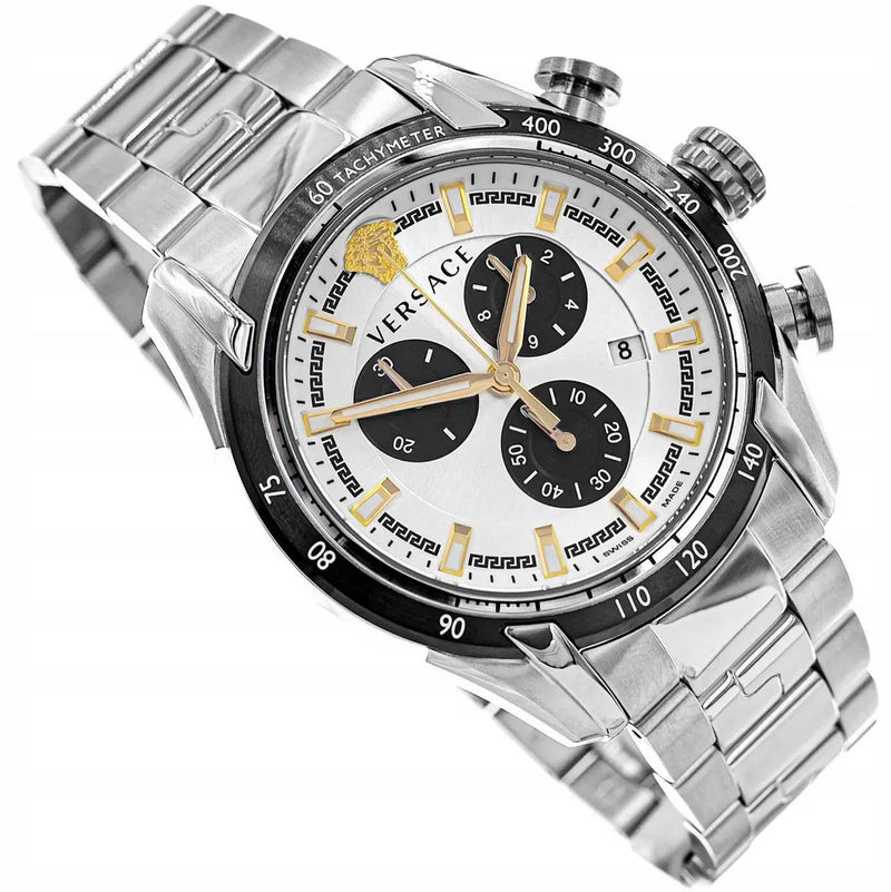 Versace V-Ray Chronograph Quartz Silver Dial Silver Steel Strap Watch For Men - VE2I00321 Buy Now By Versace