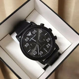 Emporio Armani Luigi Chronograph Black Dial Black Leather Strap Watch For Men - AR11133 Buy Now By Emporio Armani