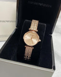 Emporio Armani Gianni T Bar Quartz Rose Gold Dial Rose Gold Steel Strap Watch For Women - AR11342