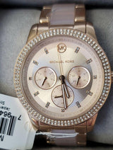 Michael Kors Tibby Chronograph Rose Gold Dial Two Tone Steel Strap Watch For Women - MK6828 Buy Now By Michael Kors