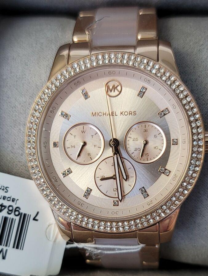 Michael Kors Tibby Chronograph Rose Gold Dial Two Tone Steel Strap Watch For Women - MK6828 Buy Now By Michael Kors