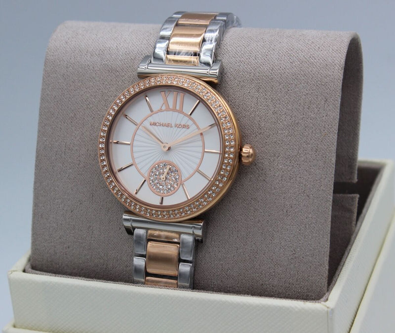 Michael Kors Abbey Three-Hand White Dial Two Tone Steel Strap Watch for Women - MK4616 Buy Now By Michael Kors